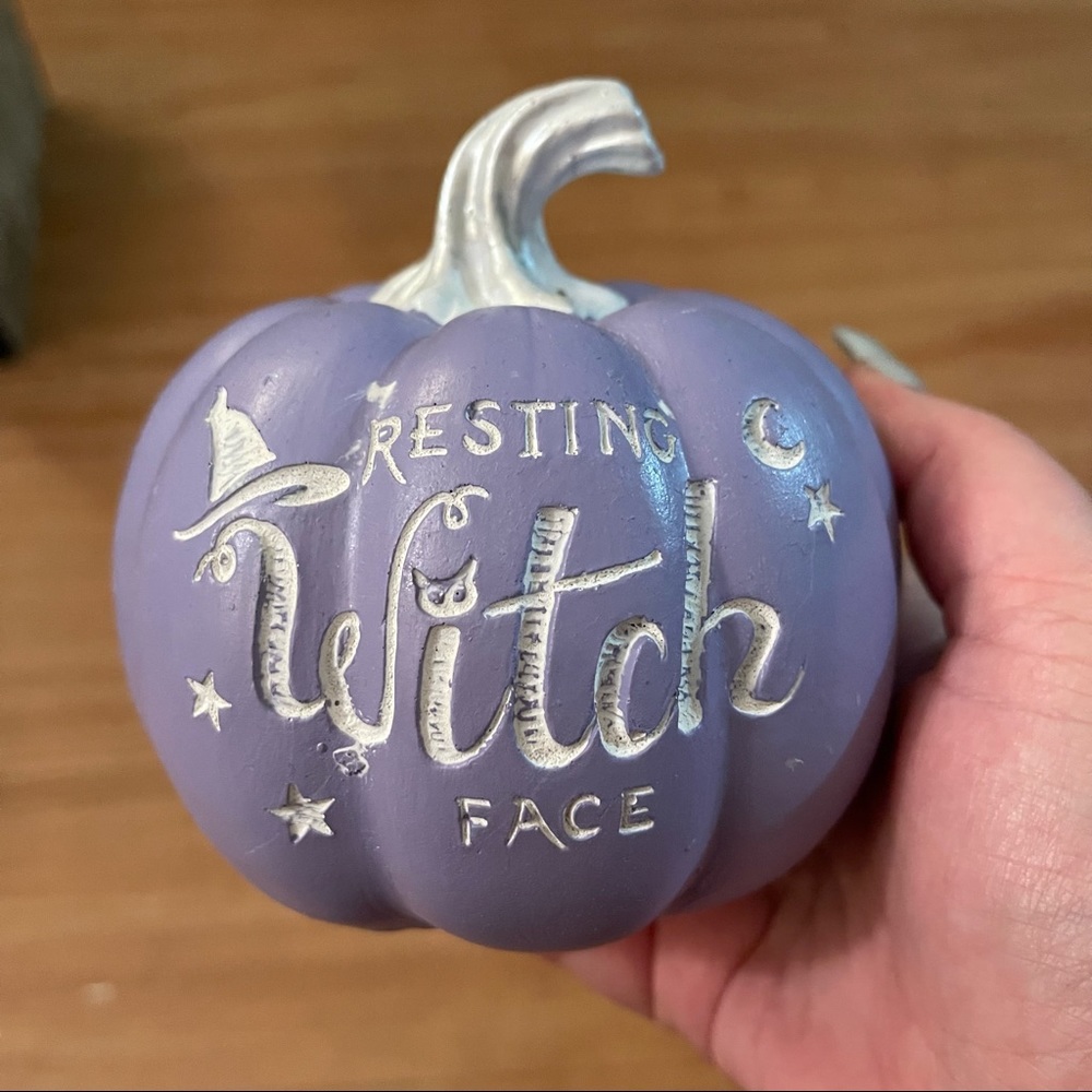 Resting Witch Face Pumpkin Decor